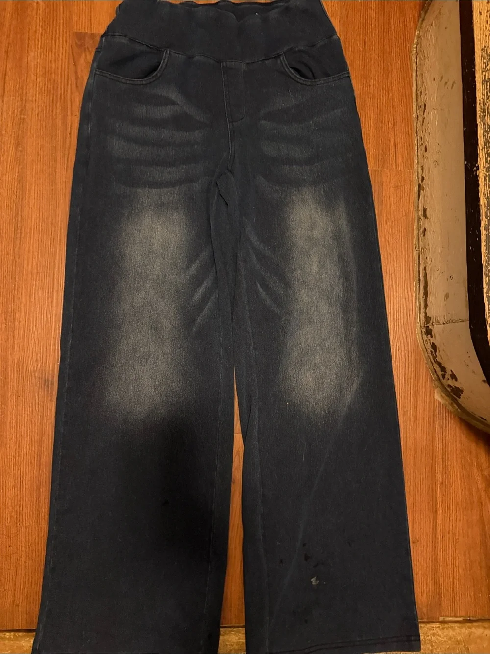 SHEIN Black stretch Wide-Leg Flare Jeans with Faded Wash